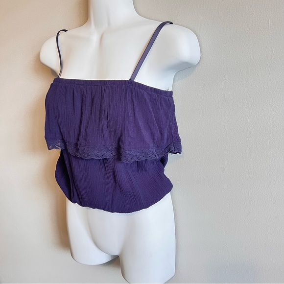 Garage XS Navy Tank Top Elastic Top and Bottom Sleeveless Cropped Top - Picture 4 of 9